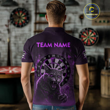 Load image into Gallery viewer, Funny Cat Purple Dripping Dartboard Custom Men's Polo Darts Shirt Outfits Darts Jersey NYN1802
