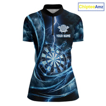 Load image into Gallery viewer, Personalized Thunder Darts Polo &amp; 1/4-Zip Shirt For Women Lightning Dark Blue Dart Attire Jerseys NYN2955
