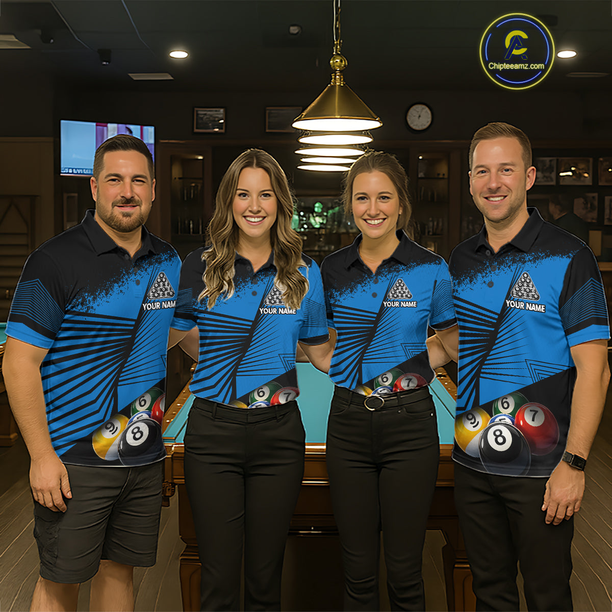 Custom 8 Ball Cue Billiards Polo & Quarter-Zip Jersey Women's Pool Billiard League Jersey NYN2313