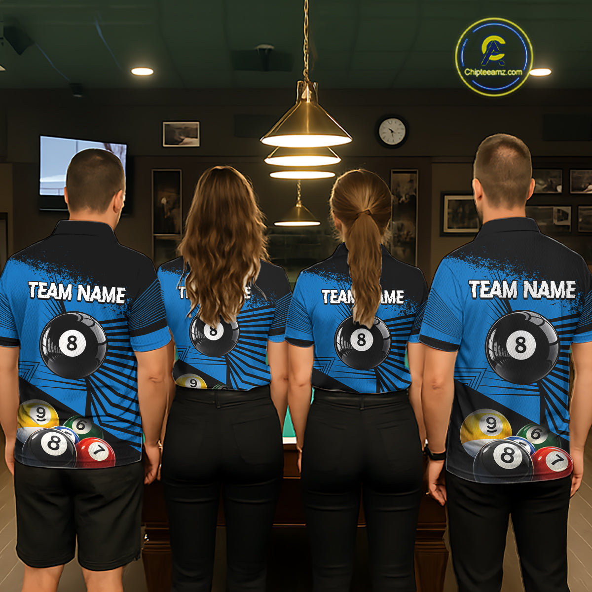 Custom 8 Ball Cue Billiards Polo & Quarter-Zip Jersey Women's Pool Billiard League Jersey NYN2313