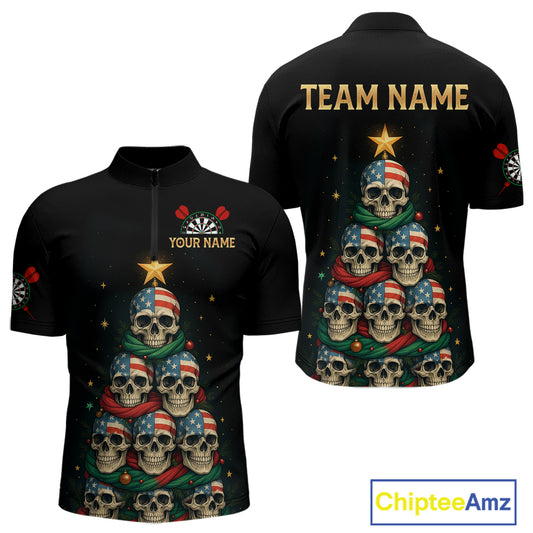 Custom Funny Christmas Darts Shirt For Men Outfits Xmas Holiday Skull Dart Jerseys NYN1279