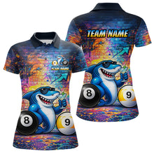 Load image into Gallery viewer, Custom Funny Shark Pool 8 Ball &amp; 9 Ball Women Billiard Shirt Personalized Graffiti Billiard Attire NYN2594