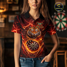 Load image into Gallery viewer, Red Flaming Tiger Thunder Dartboard Women Darts Polo Shirt Custom Funny Darts Team Jersey NYN2610