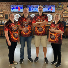 Load image into Gallery viewer, Red Flaming Tiger Thunder Dartboard Women Darts Quarter-Zip Shirt Custom Funny Darts Team Jersey NYN2610
