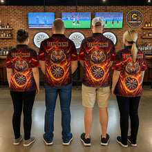 Load image into Gallery viewer, Red Flaming Tiger Thunder Dartboard Women Darts Quarter-Zip Shirt Custom Funny Darts Team Jersey NYN2610