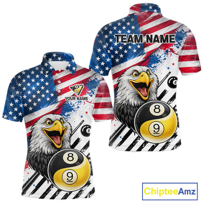 Splatter US Flag Yin And Yang 8 Ball & 9 Ball Men Billiard Shirt Custom Eagle Freedom Billiard Appeal NYN2767