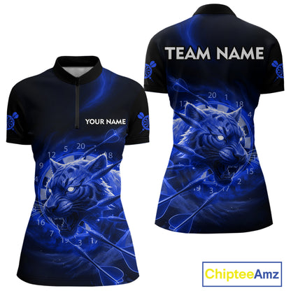 Custom Purple Fantasy Tiger Storm Dart Arrow Darts Quarter-Zip Shirt For Women Dart Team Jerseys NYN1823