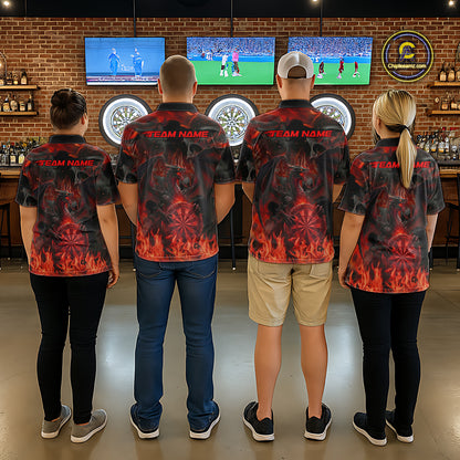 Fire Flames Darts Dragon Red Dart 1/4-Zip Shirts For Men Personalized Team Dart Jerseys NYN2104
