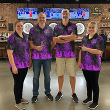 Load image into Gallery viewer, Fire Flames Darts Dragon Purple Dart 1/4-Zip Shirts For Women Personalized Team Dart Jerseys NYN2105