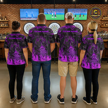 Load image into Gallery viewer, Fire Flames Darts Dragon Purple Dart 1/4-Zip Shirts For Women Personalized Team Dart Jerseys NYN2105