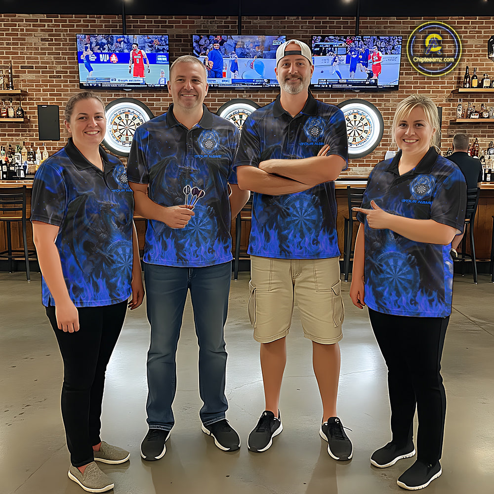 Fire Flames Darts Dragon Purple Dart Polo Shirts For Women Personalized Team Dart Jerseys NYN2106