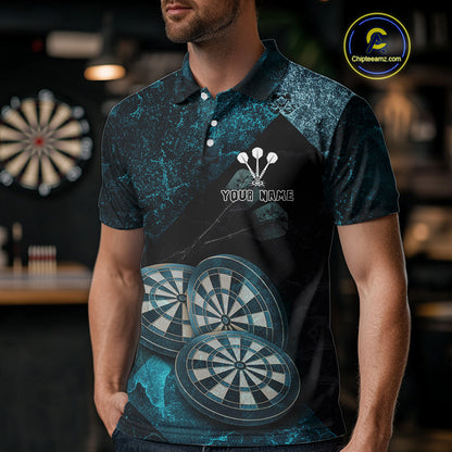 Triple Dartboards Grunge Darts Shirt For Men Custom Name For Players | Opt1 - Turquoise NYN0685