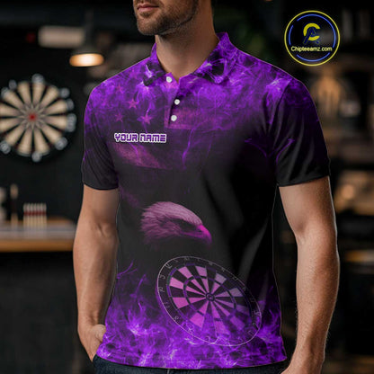 Custom Black And Purple Flames Eagle Dartboard Darts Polo Shirt For Women Outfit Darts Jerseys NYN0945