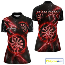 Load image into Gallery viewer, Custom Lightning Red And Black Darts 1/4-Zip Shirt For Women Darts Tournament Jerseys NYN0950