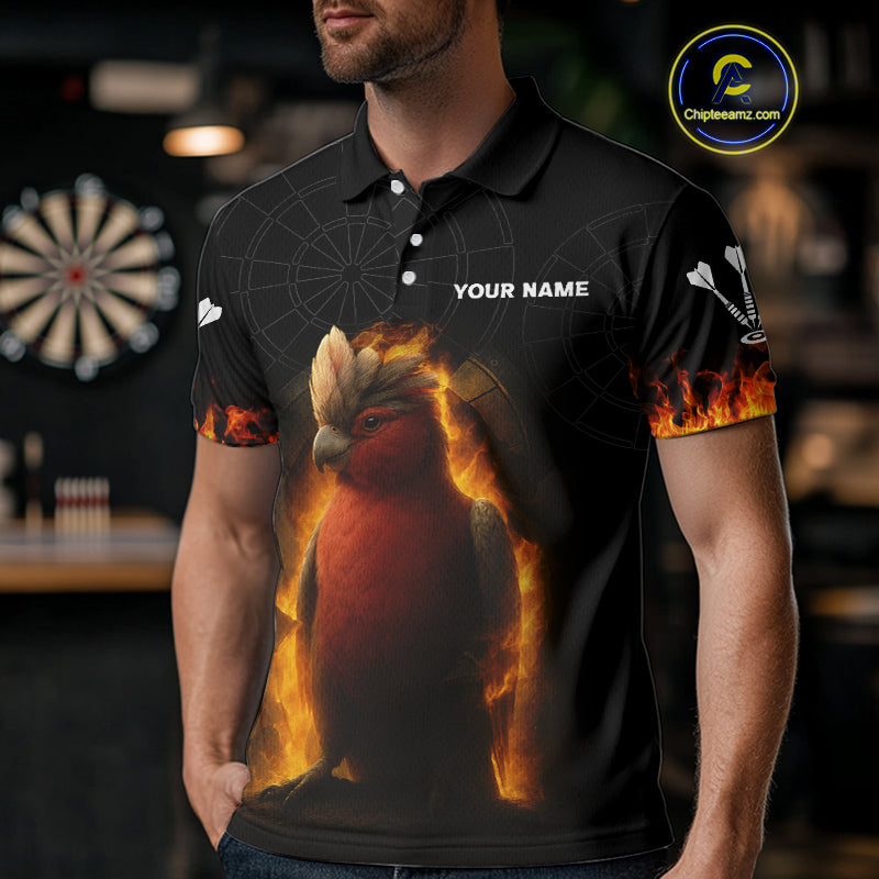 Flaming Cockatoo Dartboard Men's Dart Shirt - Custom Team Name For Darts Jersey NYN0450
