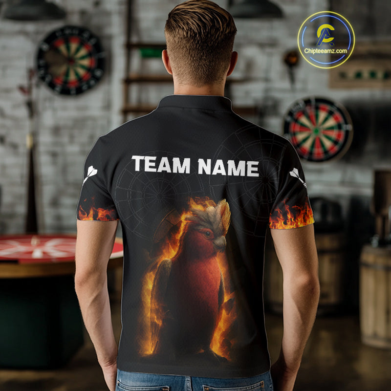 Flaming Cockatoo Dartboard Men's Dart Shirt - Custom Team Name For Darts Jersey NYN0450