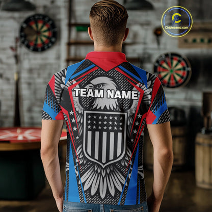 US Flag Eagle Multi Color Men's Dart Shirt - Custom Team Name For Darts Jersey NYN0452
