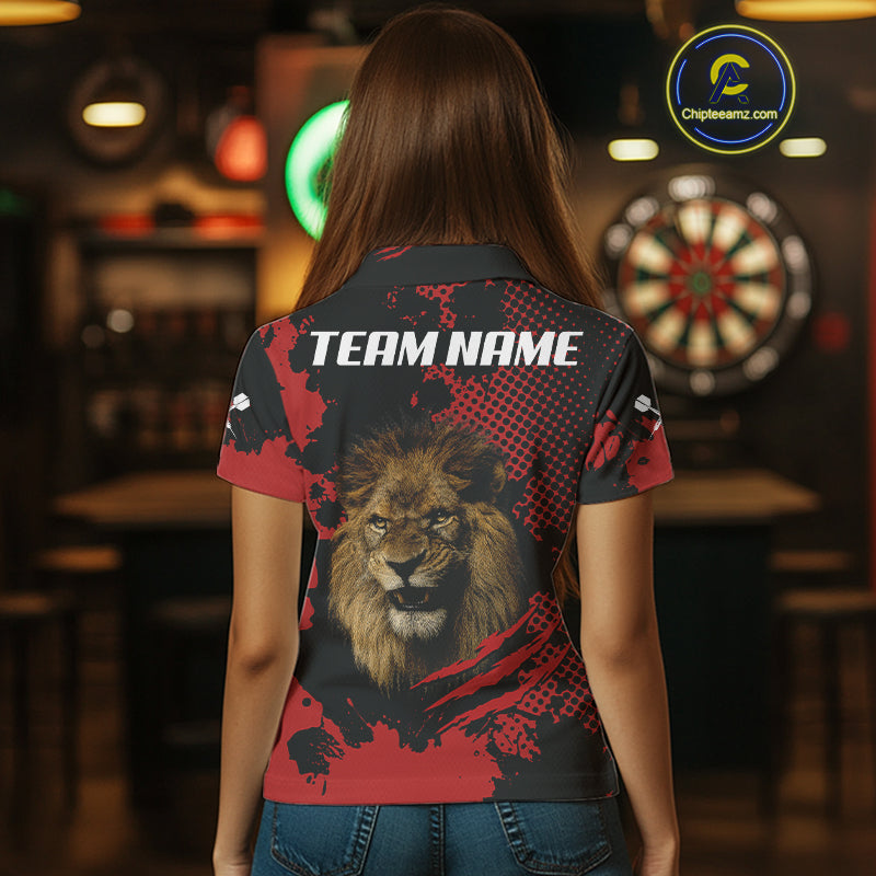 Grunge Lion Dartboard Custom Quarter-Zip Shirt For Women - Darts Team Jersey NYN0707