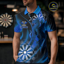 Load image into Gallery viewer, Azure Dragon &amp; Dartboard Custom Darts Polo Shirt For Men - Darts Team Jersey NYN0723