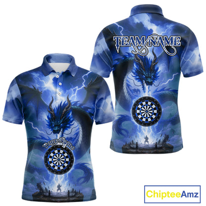 Custom Lightning Blue Dragon Dartboard Darts Polo Shirt For Men Darts Team Jersey NYN0968