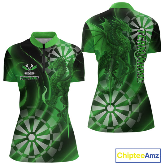 Custom Black And Green Dragon Dartboard Dart Jersey Outfits Dart Team Shirts For Women NYN0980