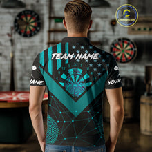 Load image into Gallery viewer, It's In My DNA Custom Turquoise Dinosaur Dart Polo Shirt For Men US Flag Dart Jerseys NYN1366
