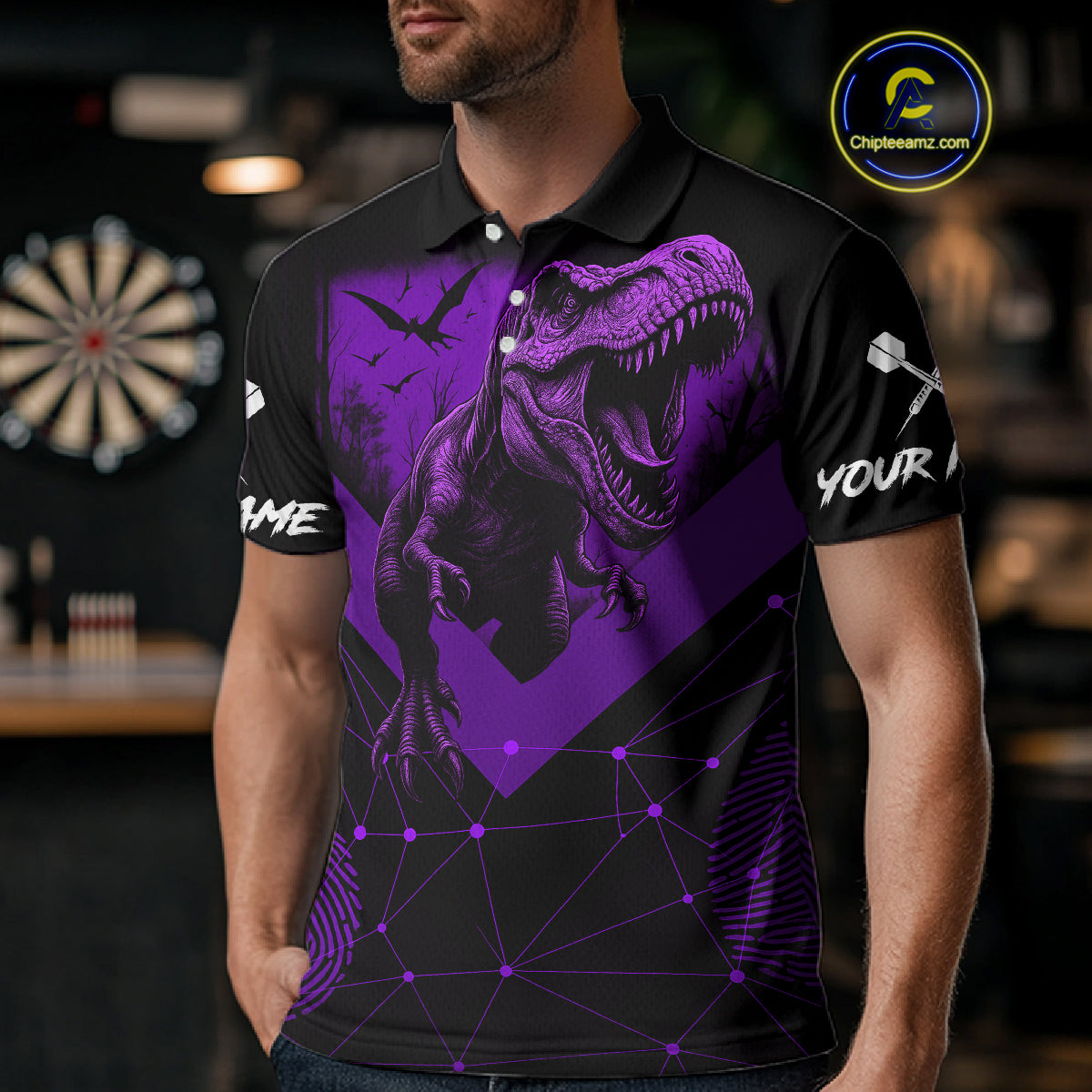 It's In My DNA Custom Purple Grunge Dart Polo Shirt For Men US Flag Dart Jerseys NYN1367