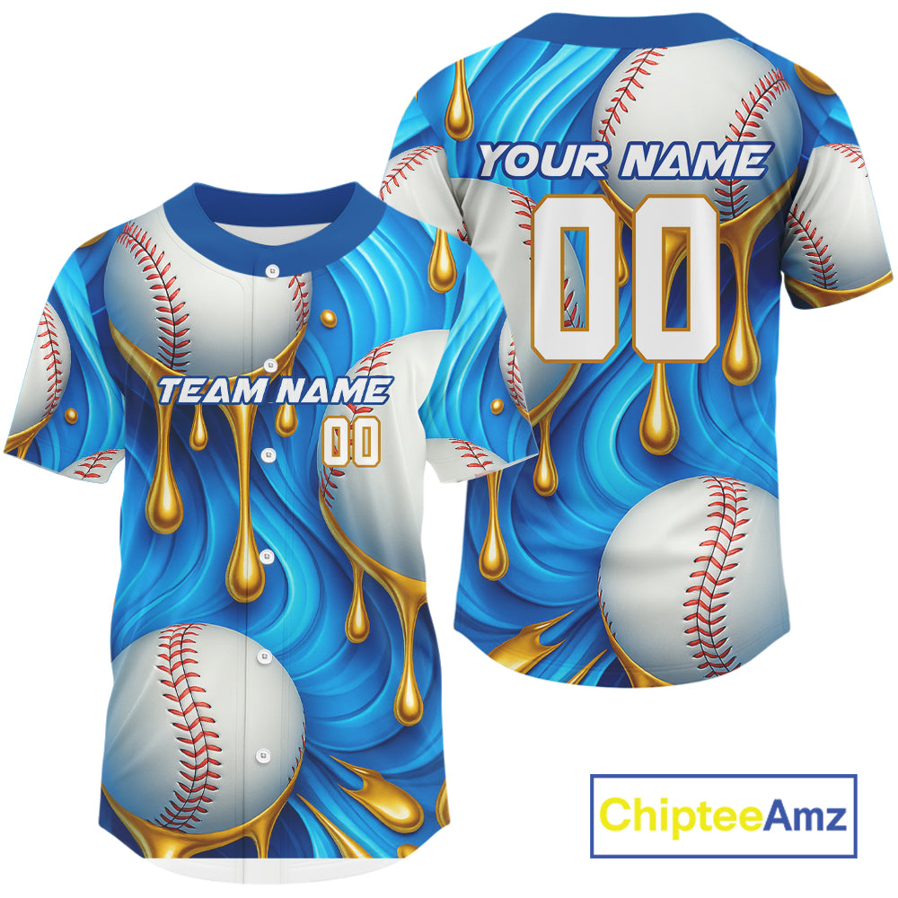Men's Funny Baseball Jersey Custom Baseball Dripping With Baseball Team Shirts | Blue NYN1034