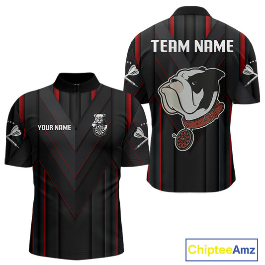 Personalized Bulldog With Darts Necklace Men's Darts Shirt - Custom Name For Players NYN0522