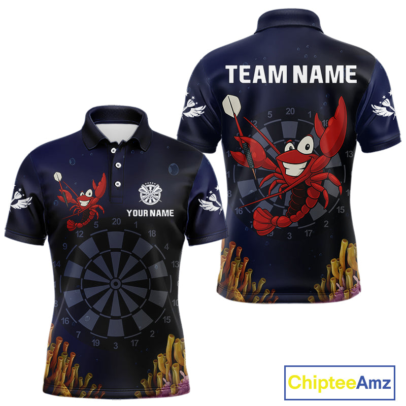 Maroon Lobster & Dartboard In The Ocean Men's Darts Shirt - Custom Name For Players NYN0523