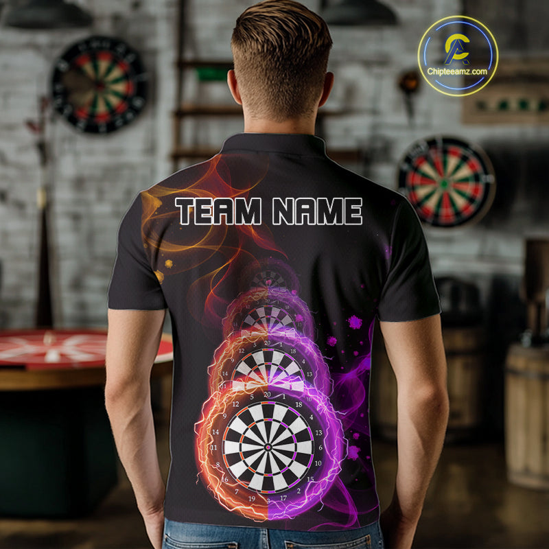 Custom Orange & Purple Lightning Dartboards Dart Shirt For Men, Colorful Dart Jersey NYN1043