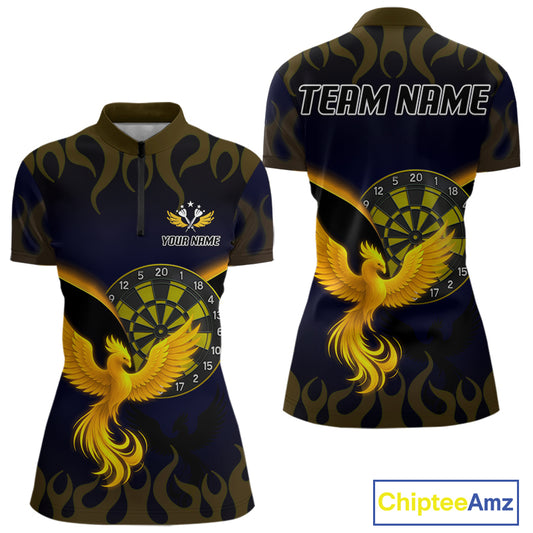 Custom Yellow Flames Phoenix Dartboards Darts Shirt For Women Outfits Phoenix Dart Jersey NYN1045