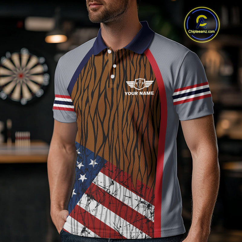 US Flag Dartboard Grunge Patriotic Darts Shirt For Men - Custom Dart Player Jersey NYN0528