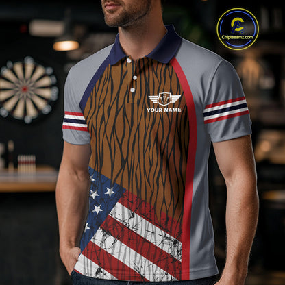 US Flag Dartboard Grunge Patriotic Darts Shirt For Men - Custom Dart Player Jersey NYN0528