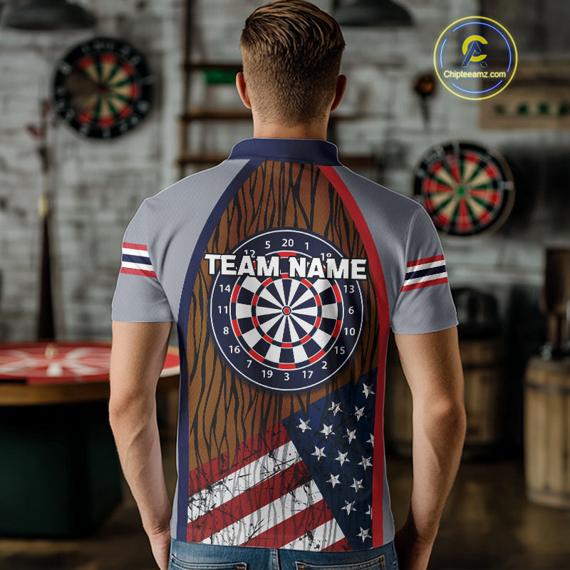 US Flag Dartboard Grunge Patriotic Darts Shirt For Men - Custom Dart Player Jersey NYN0528