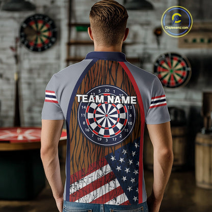 US Flag Dartboard Grunge Patriotic Darts Shirt For Men - Custom Dart Player Jersey NYN0528