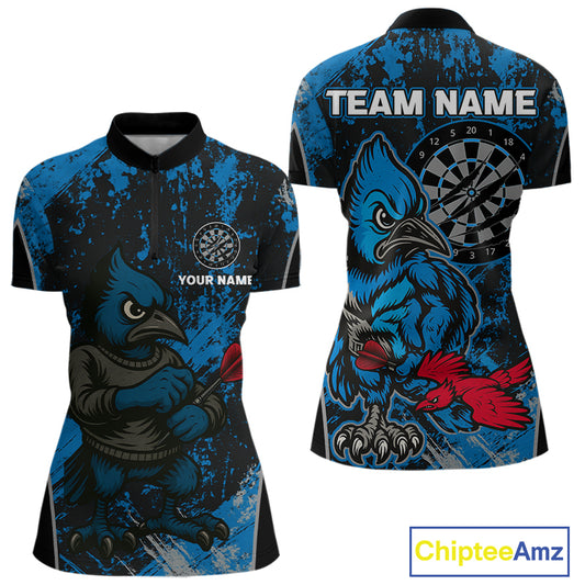 Navy Jay Scratched Dartboard Grunge Darts Shirt For Women - Custom Dart Player Jersey NYN0530