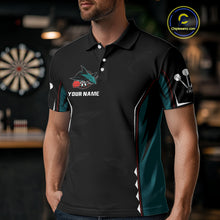 Load image into Gallery viewer, Azure Shark Holding Dart Arrow Darts Shirt For Men - Custom Dart Player Jersey NYN0538