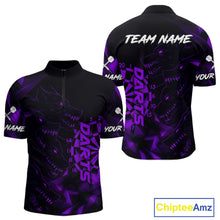 Load image into Gallery viewer, Custom Black And Purple Wolf Dartboard Dart 1/4-Zip Jersey For Men Outfits Dart Team Jerseys NYN1399