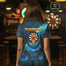 Load image into Gallery viewer, Lightning Turquoise Flame Hand &amp; Darts Women's Darts Shirt - Custom Name For Players NYN0542
