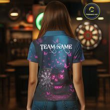 Load image into Gallery viewer, Custom Blue And Pink Butterflies Skull Dart Shirt For Women Romantic Darts Team Jerseys NYN1070