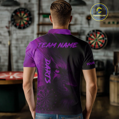 Custom Black- Purple Horror Lion Dartboard Dart Polo Shirt For Men Grunge Dart Jerseys NYN1414
