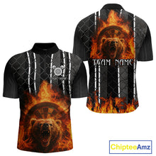 Load image into Gallery viewer, Bear &amp; Flame Dartboard Custom Darts 1/4-Zip Shirt For Men - Darts Team Jersey NYN0763