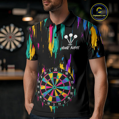 Custom Colorful Grunge Dartboard Darts Jerseys For Men, Darts Team Shirt Personalized NYN1093
