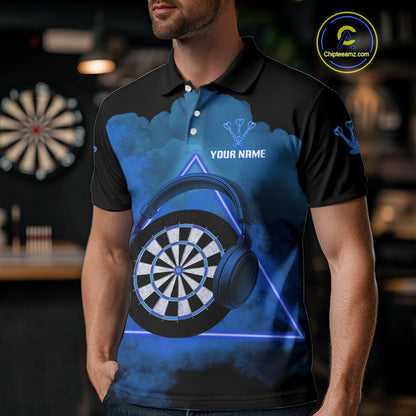 Azure Smoke Headphones Dartboard Funny Darts Shirt For Men - Custom Team Jersey NYN0580