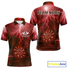 Load image into Gallery viewer, Thunder Dartboard In The Ocean Red Darts Shirt For Men - Custom Name &amp; Team NYN0615