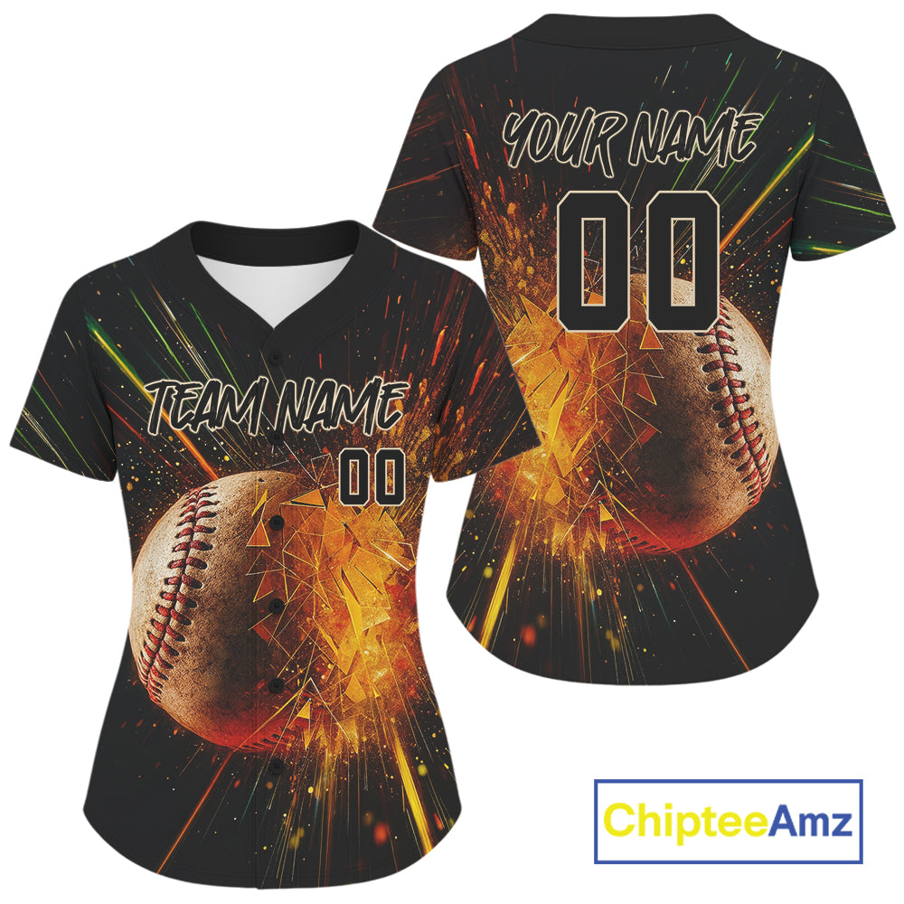 Custom Women Baseball Jersey Personalized Breaking Glass Baseball, Youth Baseball Jerseys NYN1177