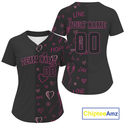 Custom 3D Pink Ribbon Baseball Jersey Women Health Care Support Authentic Baseball Jersey NYN1189
