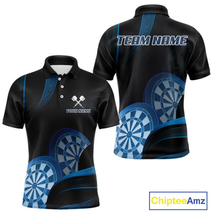 Three Blue-Dartboard 3D Tribal Darts Shirt For Men - Custom Name & Team Jersey NYN0622