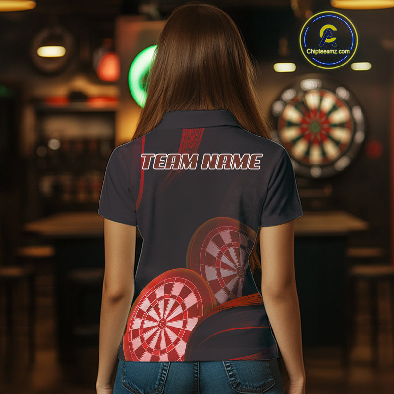 Three Red-Dartboard 3D Tribals Dart Shirt For Women - Custom Name & Team Jersey NYN0624
